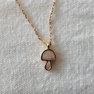 Delicate Gold and White Mushroom Pendant Necklace